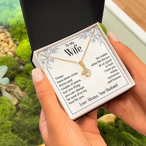 Gold Necklace for Wife with Love you Forever card