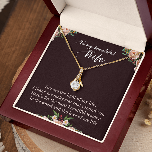 18K Yellow Gold Necklace for Wife, Light of my life
