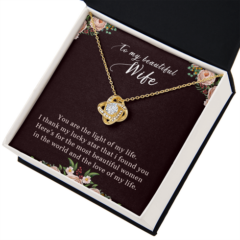 18K Yellow Gold Necklace for Wife, Light of my life