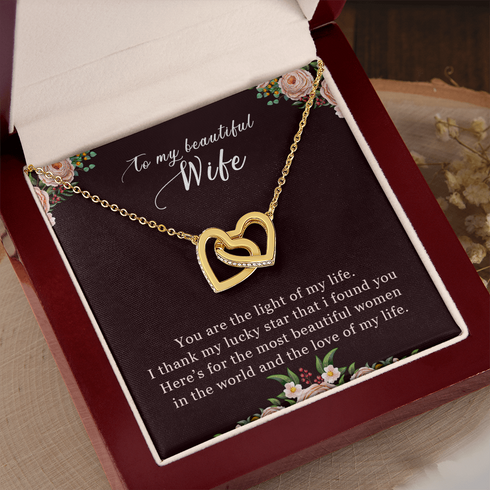 18K Yellow Gold Necklace for Wife, Light of my life